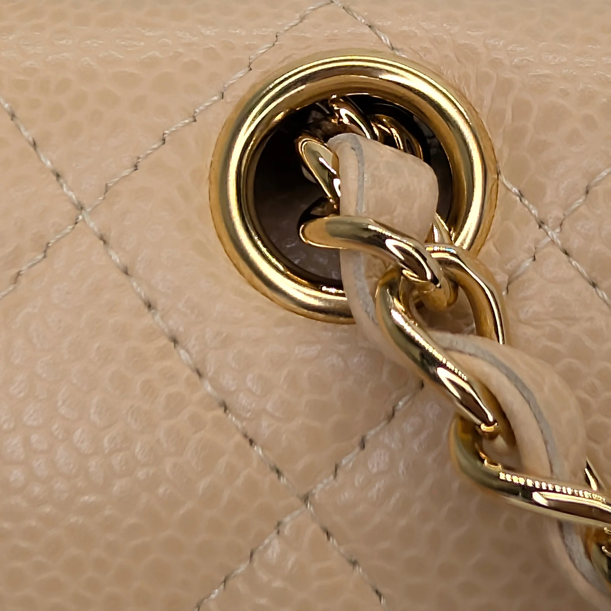 Chanel Classic Flap Small Caviar 2022 Microchip Shoulder Bag Beige - Image 12