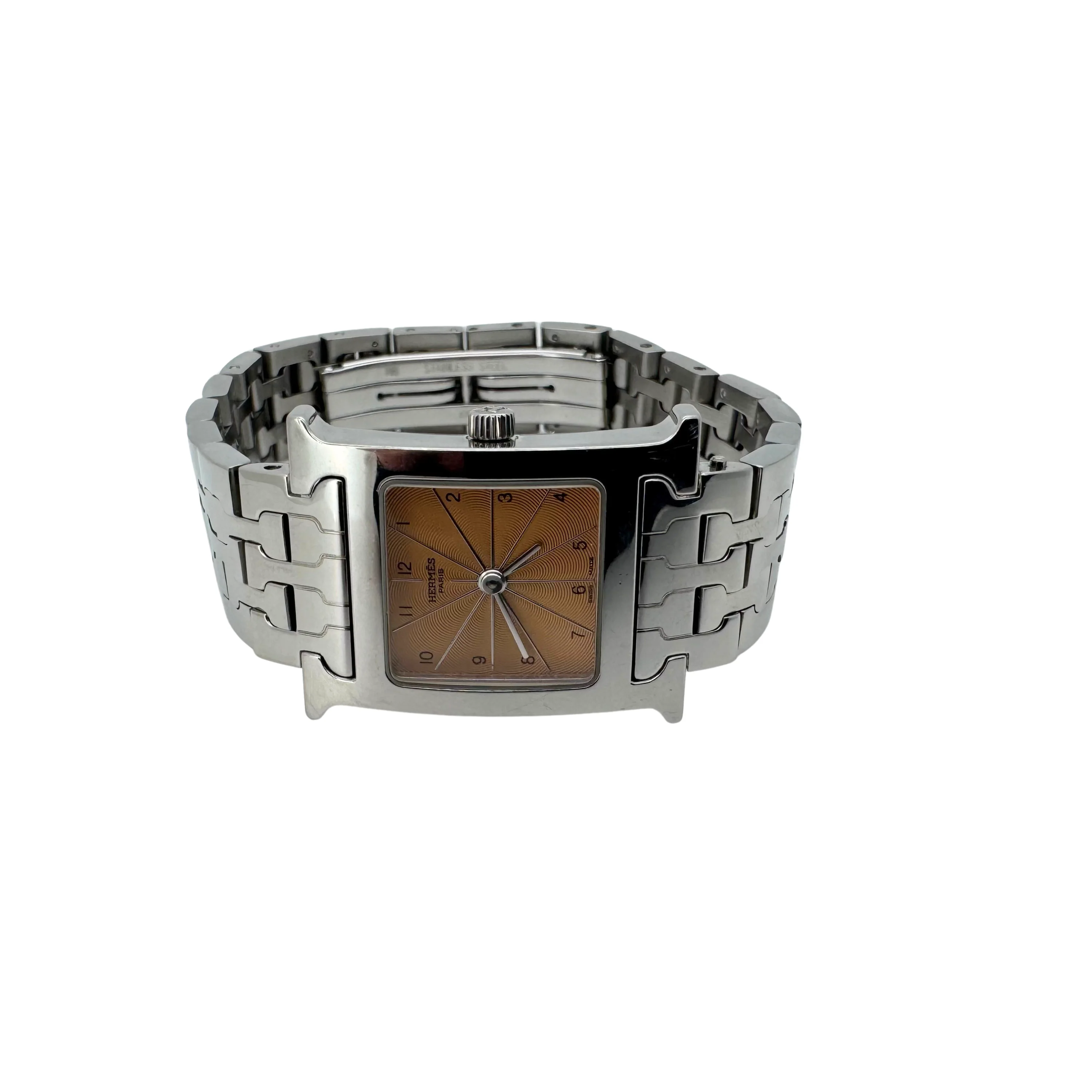 Hermes Heure H HH1.210 Watch stainless steel orange/pink guilloché dial - Image 3