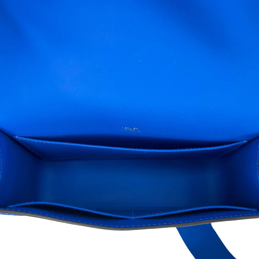 HERMÈS Geta Bag Bleu Electrique Mysore Goatskin 2024 Stamp - Image 12