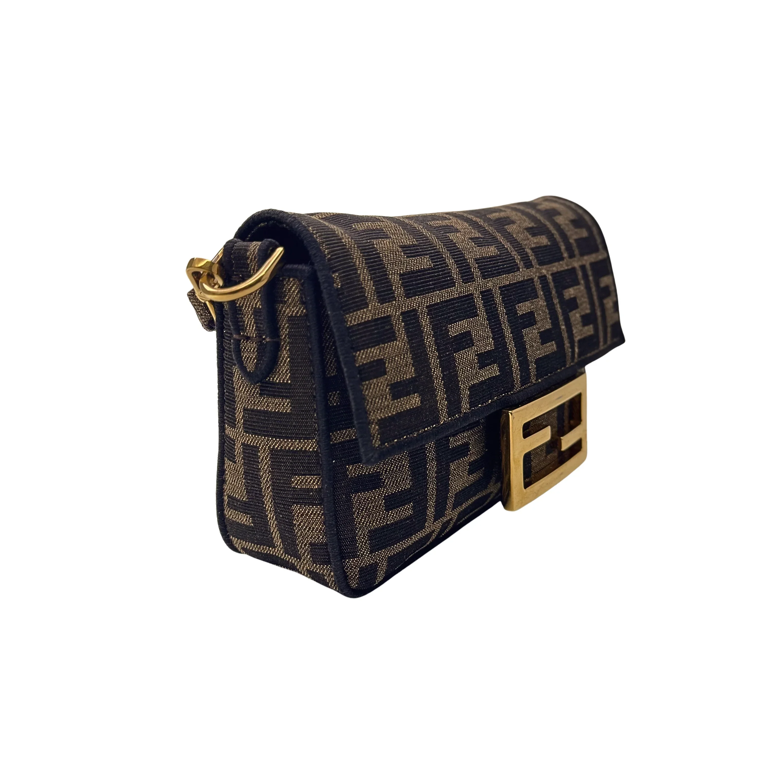 Fendi Jacquard FF Baguette Bag Canvas Brown - Image 4