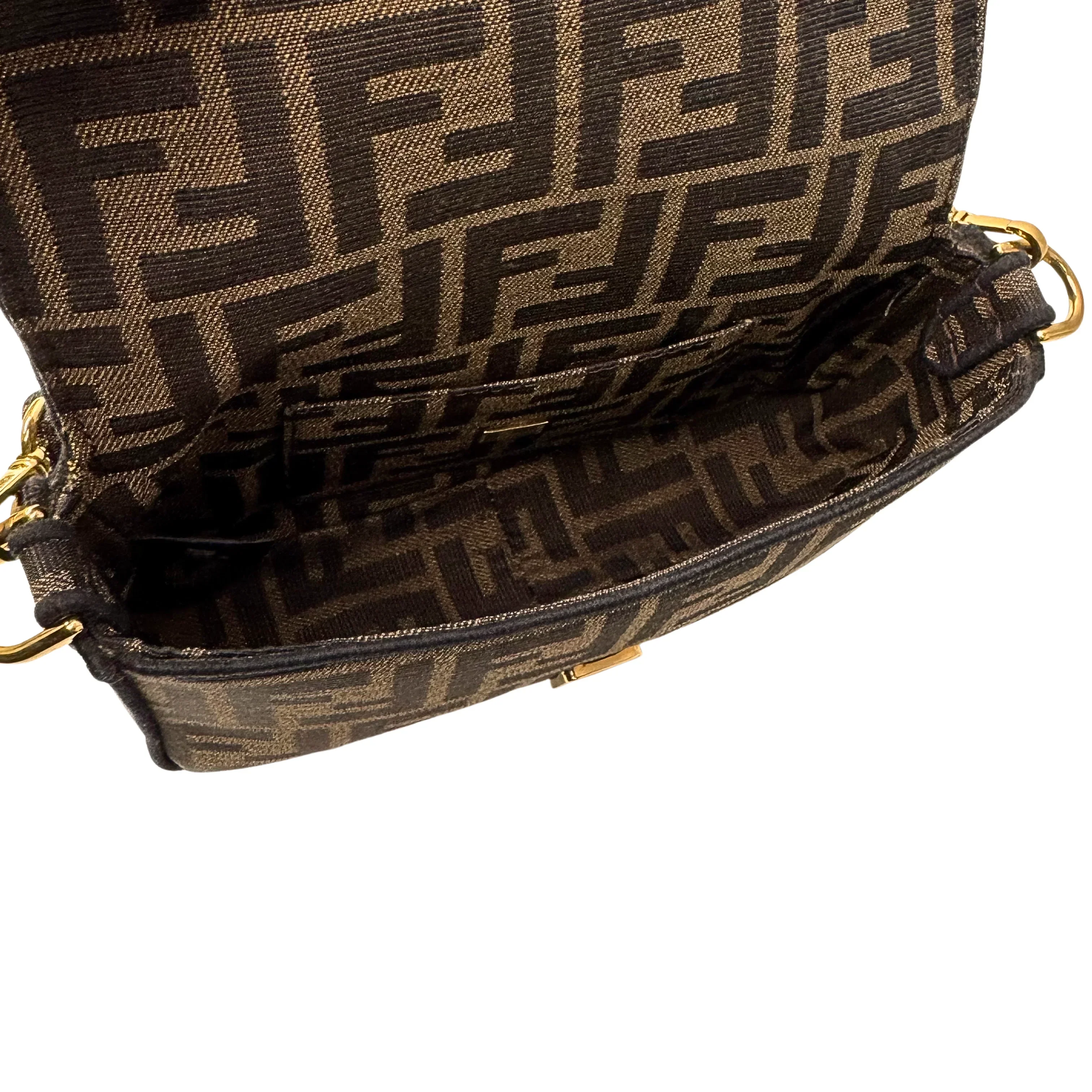 Fendi Jacquard FF Baguette Bag Canvas Brown - Image 6