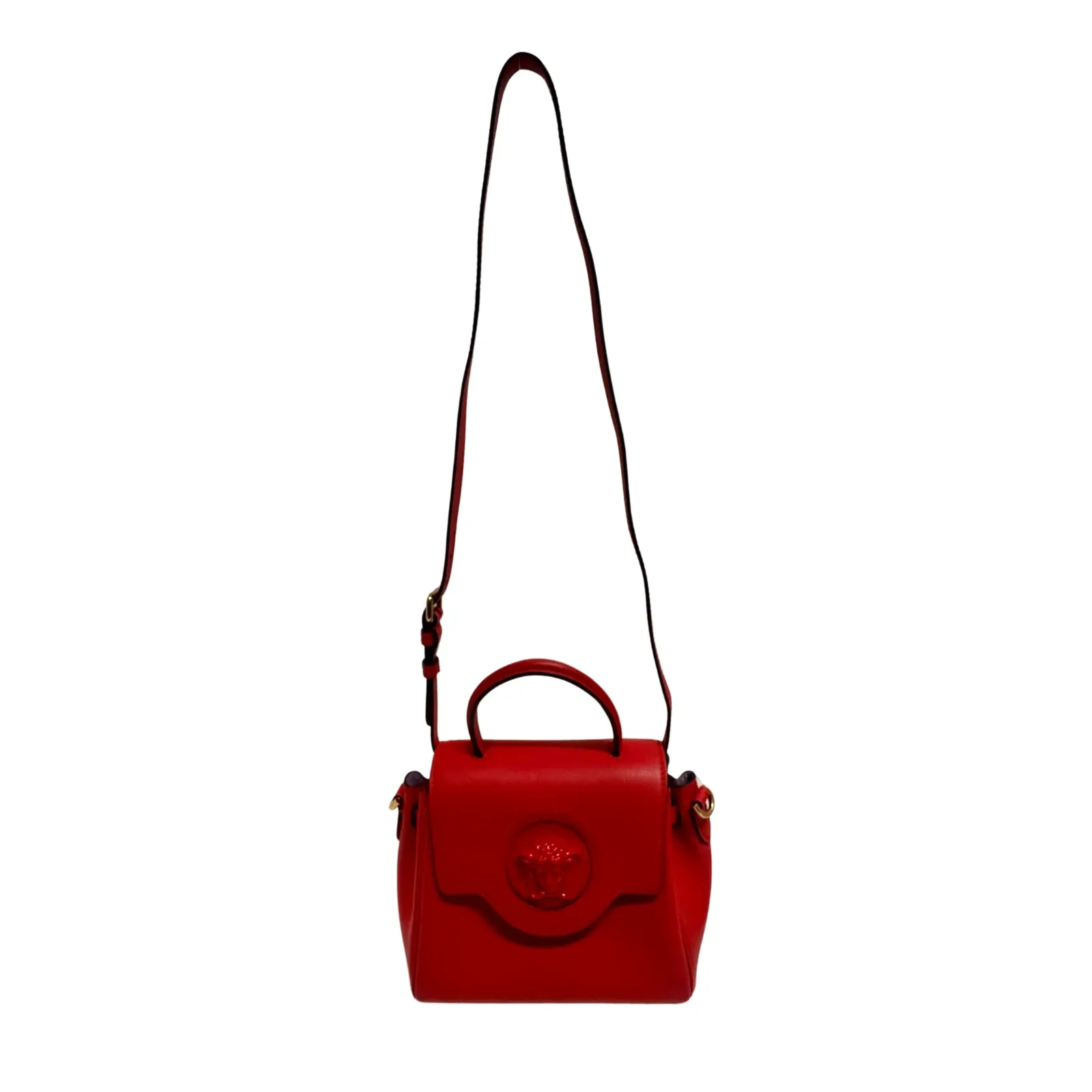 Versace La Medusa Handbag Leather Red - Image 4